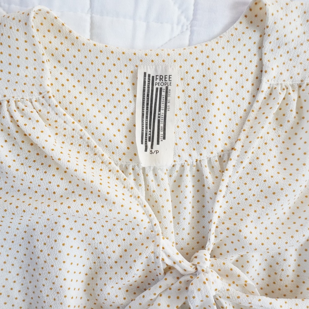 Free People Uptown Girl Flutter Bodysuit Polka Dot Tie Front Black Lace Thong S - Picture 2 of 9